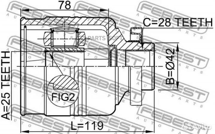 Febest 2211sorrh шрус внутренний перед прав