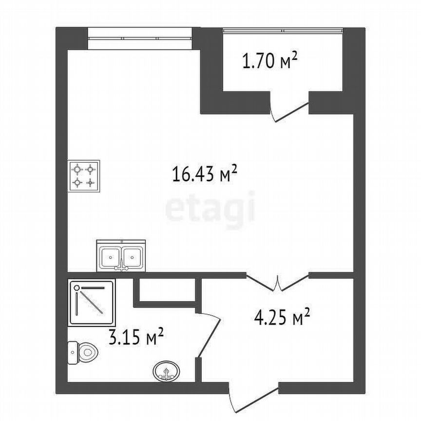 Квартира-студия, 25 м², 3/9 эт.