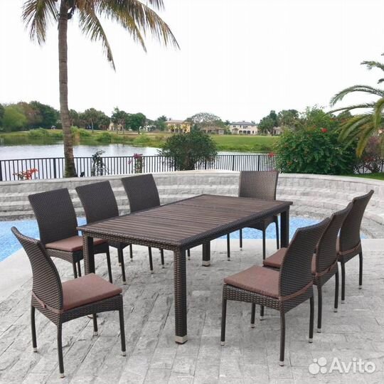 Комплект плетеной мебели T347-Y380A-W53 Brown (8+1