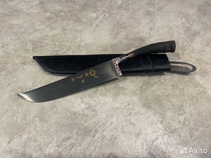 Пчак чирчик средний, гарда олово гравировка, рукоя