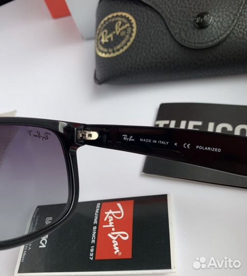 Очки ray ban justin Polaroid черные глянцевые