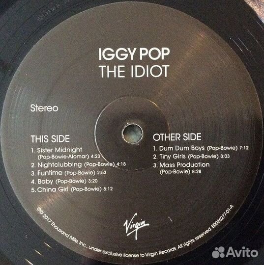 Виниловая пластинка Iggy Pop, The Idiot