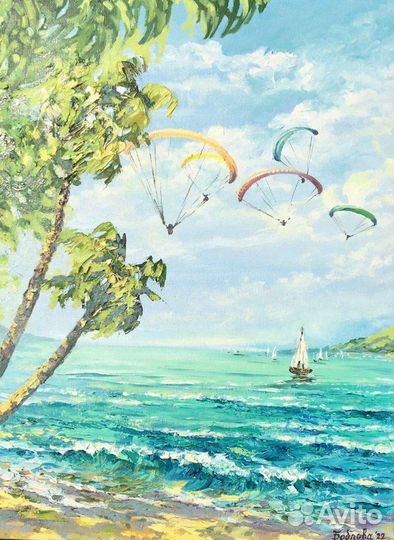 Картина маслом на холсте море