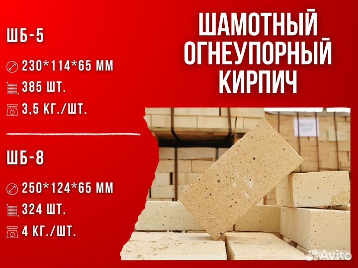 Кирпич огнеупорный шамотный оптом