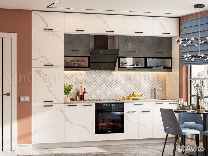 Кухня Техно 3 метра Белая