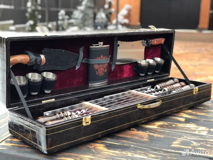 Набор шампуров элитный в коробке кож/зам