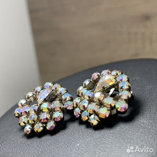 Серьги Клипсы Аврора Бореалис Чехословакия Ретро