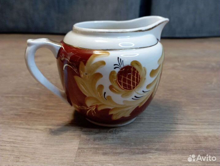 Фарфоровый молочник и блюдца Вербилки 1950-60е гг