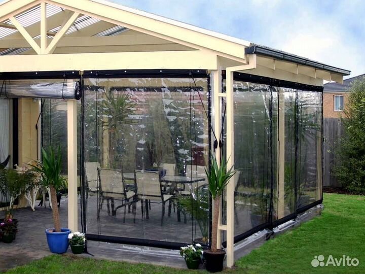 Мягкие гибкие окна шторы пвх для беседки