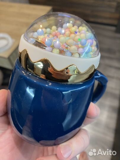 Кружка с крышкой керамическая