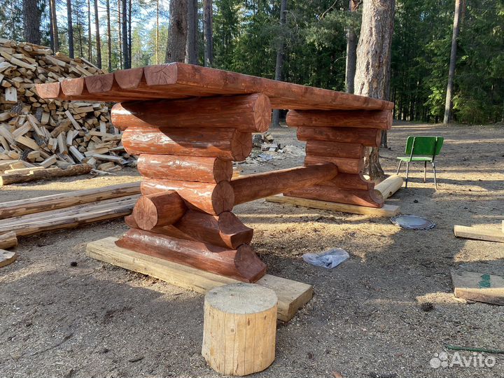 Лавка из бревна
