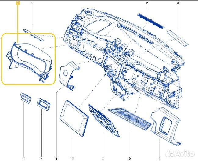 Накладка панели приборов Renault Duster F4R 2021