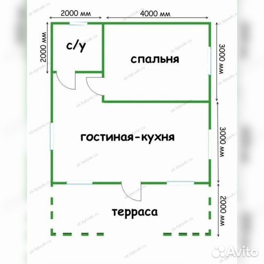 Каркасный садовый дом 8х6м с террасой