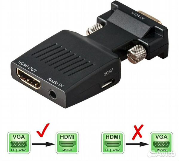 VGA to hdmi переходник адаптер конвертер с аудио