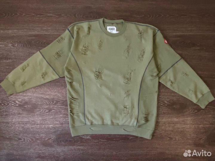 Свитшот Cav Empt зеленый рваный стильный
