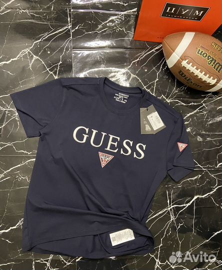 Футболка мужская guess синяя размер XL(52)