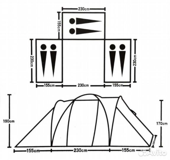 Палатка 6 местная трехкомнатная LY 1699-3