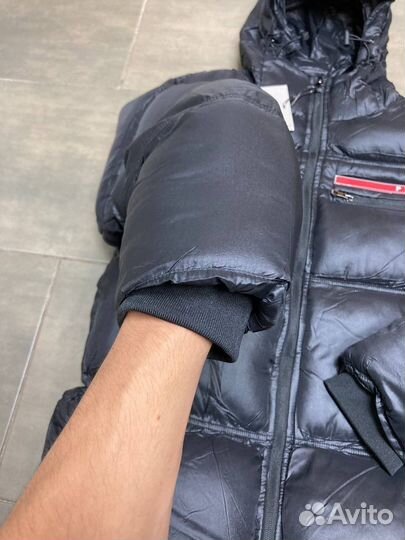 Новый пуховик мужской зимний Prada черного цвета