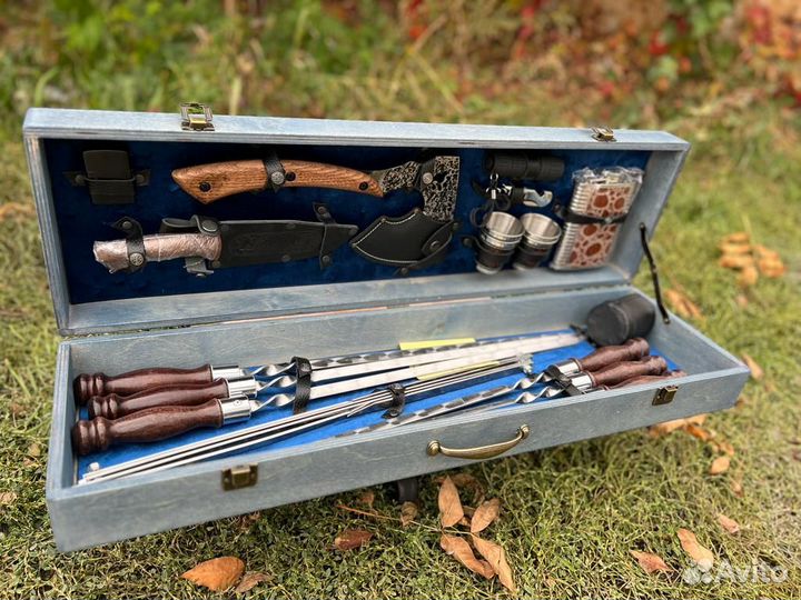 Шашлычный набор в деревянном чемодане № 20
