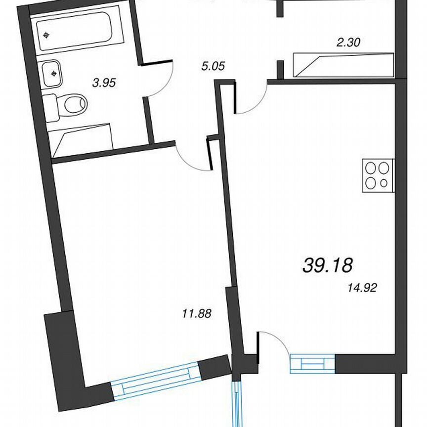 1-к. квартира, 41,7 м², 15/22 эт.