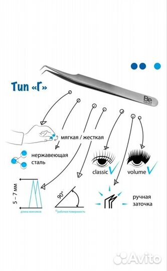 Пинцет для наращивания ресниц Be Perfect