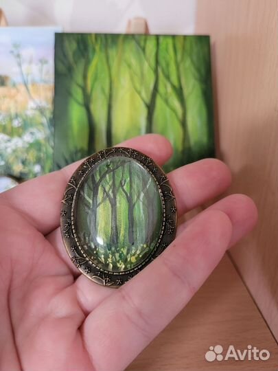 Интерьерная мини картина холст +брошь