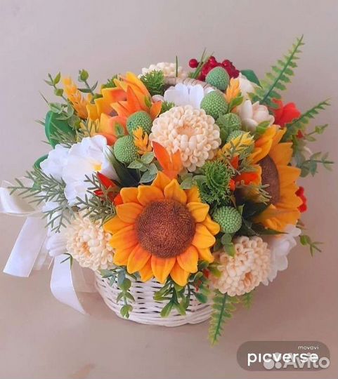 Мыльные цветы в корзиночке