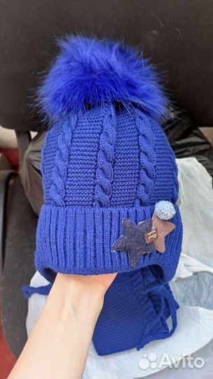 Комплект шапка+шарф зимние новые