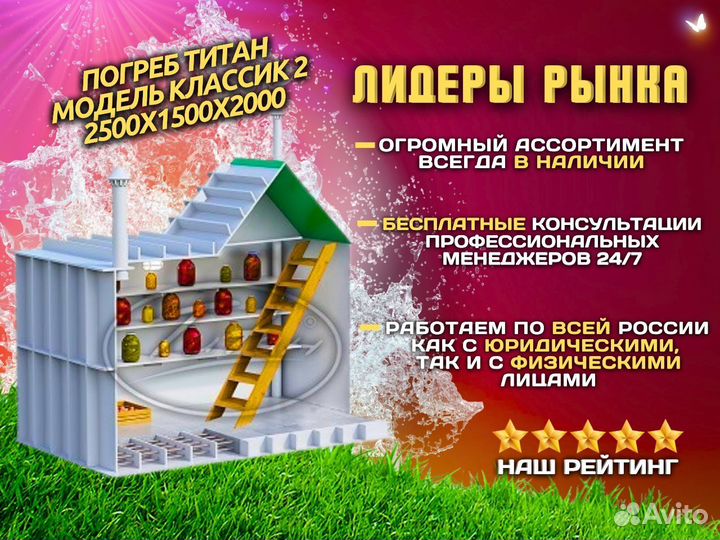 Пoгpeб tиtah мoдeль Kлaccик 2 2500x1500x2000