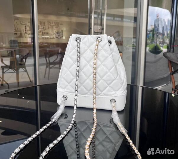 Белый рюкзак Chanel натуральная кожа *Люкс