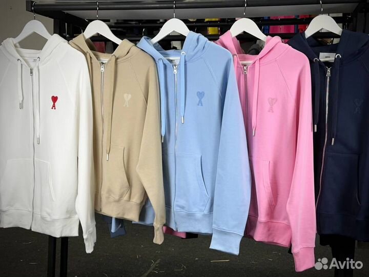 Зип худи ami paris розовая