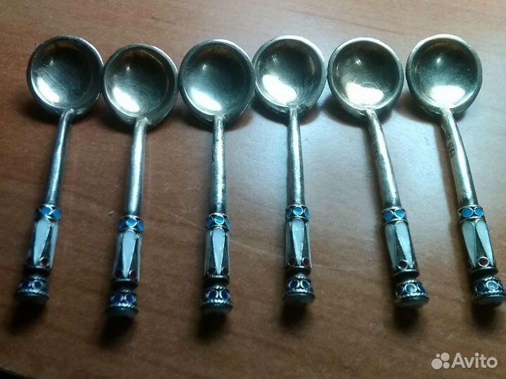 Серебряные ложки,эмаль,84проба