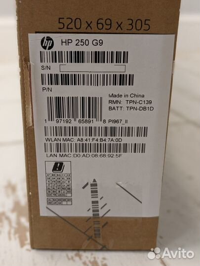 Ноутбук HP 250 G9 6S798EA, 15.6 новый