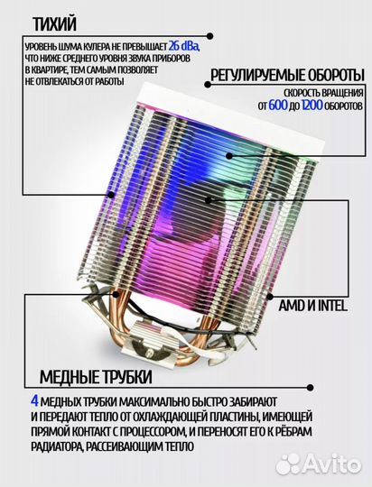 Башенный куллер для процессора Intel Amd