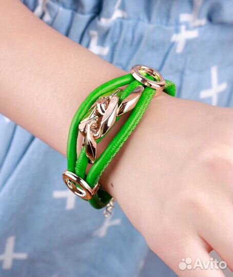 Летний зелёный браслет «под кожу» «Трава»