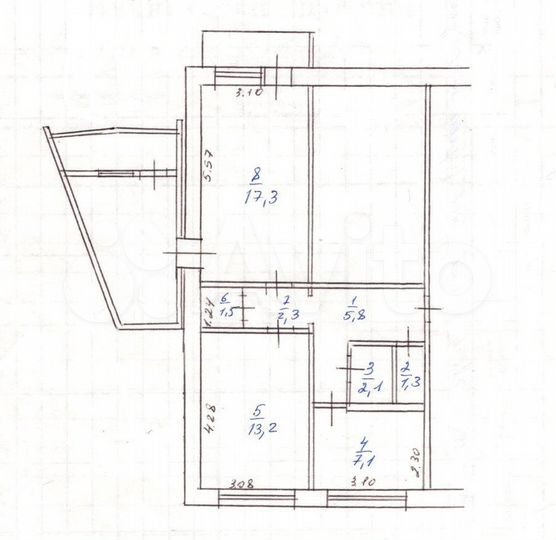 3-к. квартира, 63 м², 3/5 эт.