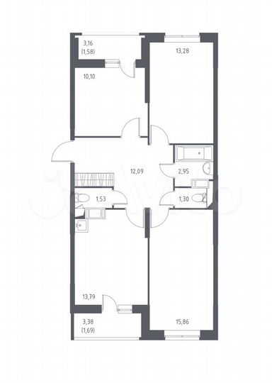 3-к. квартира, 74,2 м², 4/14 эт.