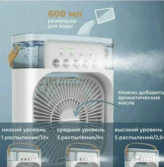 Вентилятор мини кондиционер настольный 4 в 1 белый