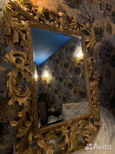 Зеркало с лепнинами винтаж в загородный дом
