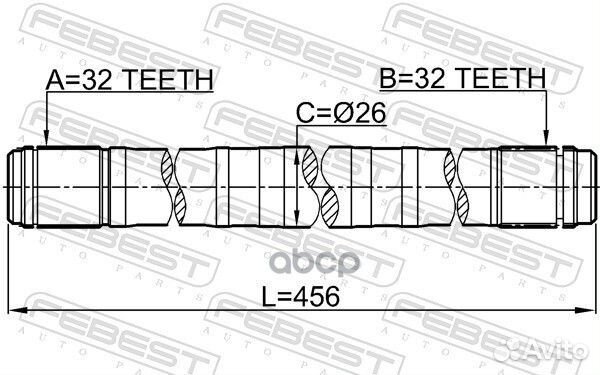 Полуось левая 32x456x32 honda CR-V RD1 1996-2001