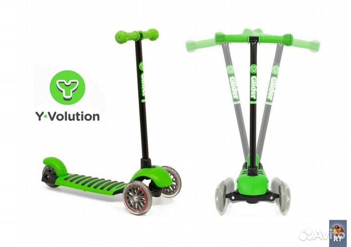 Самокат ybike 3-х колесный glider mini зелёный