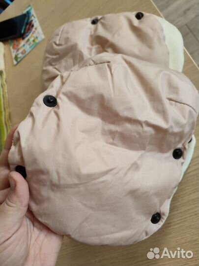 Варежки, рукавицы, муфта для коляски, бежевые