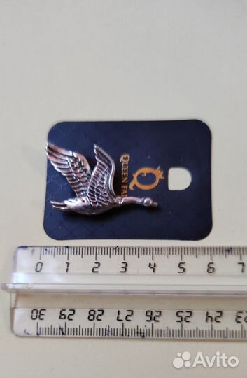 Брошь Лебедь чернёное серебро Queen fair