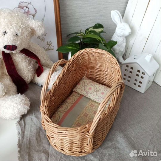 Люлечка кроватка плетеная корзина для кукол