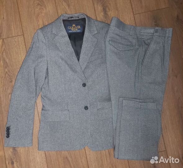 Костюм школьный двойка Gulliver серый, 158, твид