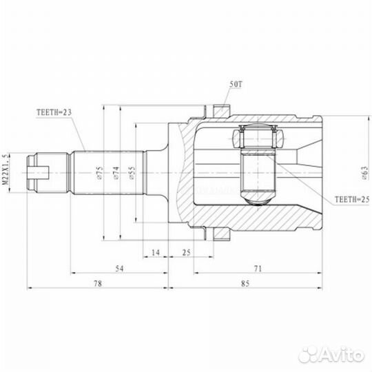 Zikmar Z87402R шрус наружный зад