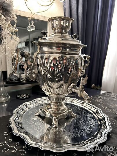 Самовар тульский электрический, поднос