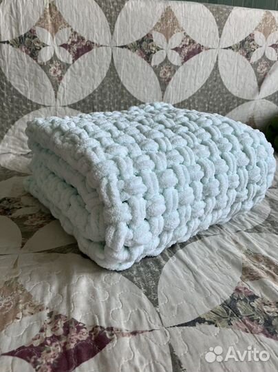 Плед вязанный детский ручная работа Ализе пуффи