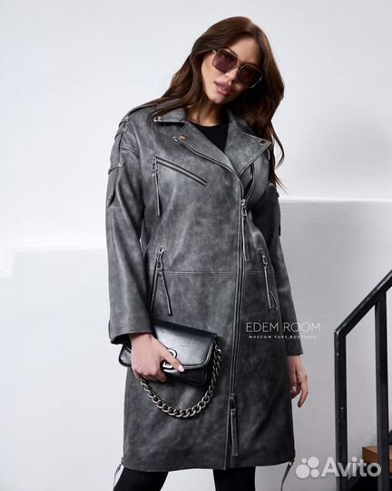 Кожаный тренч из винтажной кожи