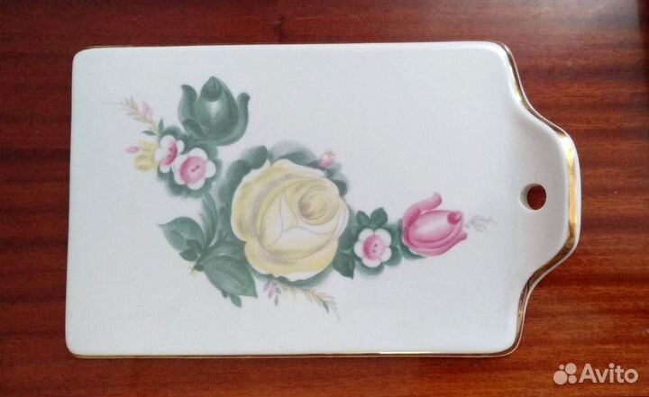 Фарфоровая сырная доска 27.5*16.5см Розы Дулево.70